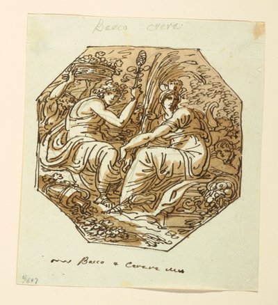 Tekening, Bacchus en Ceres door Felice Giani