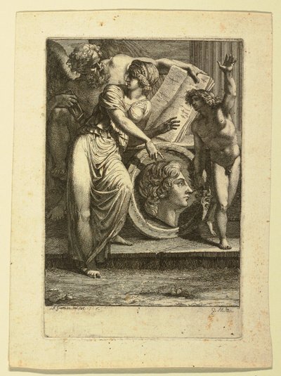Tekening, Ets: Frontispice of opdrachtpagina, 1785 door Felice Giani