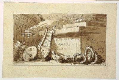 Tekening, Monument voor een Accademia della Pace, 1810-20 door Felice Giani
