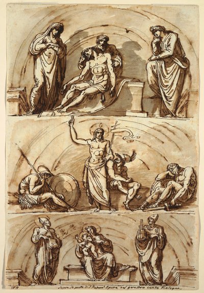 Tekening, Studies naar Lunetten door, 1814 door Felice Giani