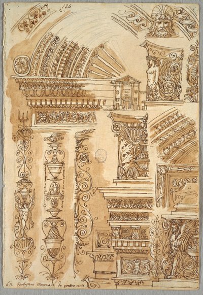 Gevel van Santa Cecilia in Bologna; Architectuurstudies door Felice Giani