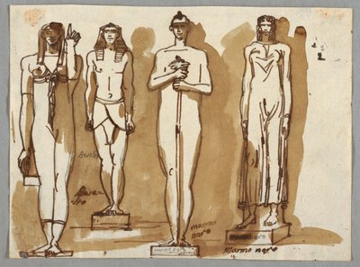 Vier beelden in Egyptische stijl door Felice Giani