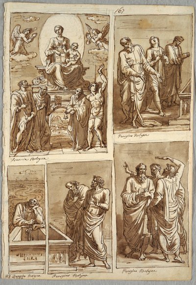Vier Studies van Werken door Perugino en Francia door Felice Giani