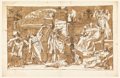 Hades; Persephone in de onderwereld (Offer aan Proserpina) door Felice Giani