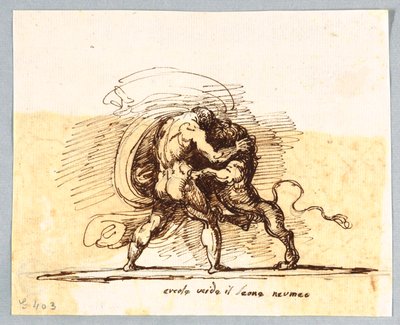 Hercules en de Nemeïsche Leeuw door Felice Giani