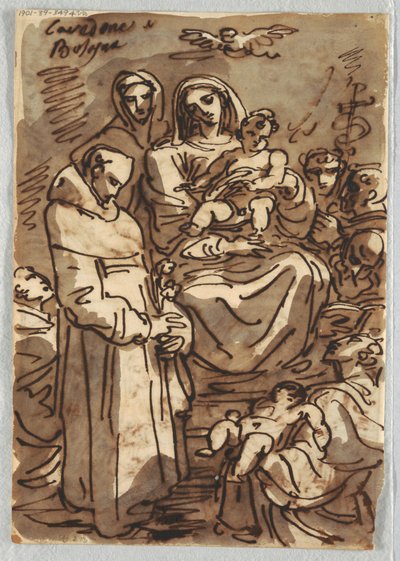 Heilige Drie-eenheid met de dode Christus in glorie naar Palma Giovane; Aanbidding der wijzen, Studie naar Lodovico Carracci door Felice Giani