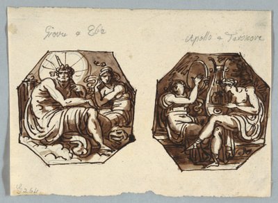 Jupiter en Hebe, Apollo en Terspsichore door Felice Giani
