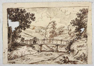 Landschap met brug door Felice Giani