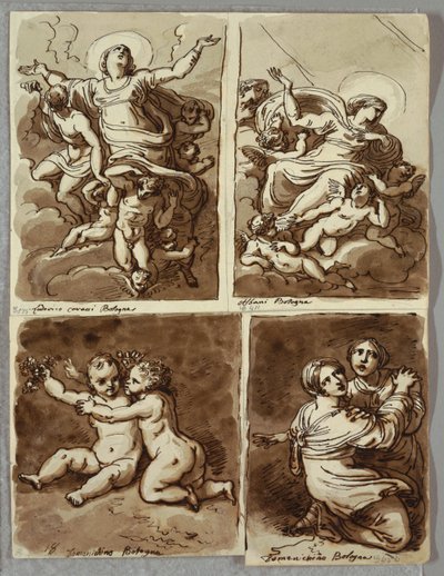 Lunet met St. Peter en St. Paul met St. Matthew en de Profeet Jesaja, Studie naar Sebastiano del Piombo door Felice Giani