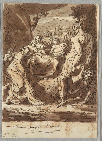 Madonna en het kind, St. Jerome, Maria Magdalena en engelen, naar Correggio door Felice Giani