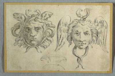 Masker met twee hoofden; Masker met twee slangenkoppen door Felice Giani