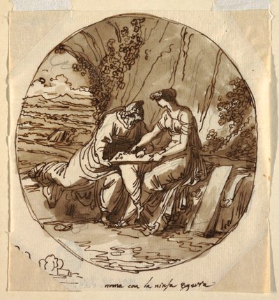 Numa Pompilius en Egeria, Sala di Numa Pompilius, Palazzo Milzetti, Faenza door Felice Giani