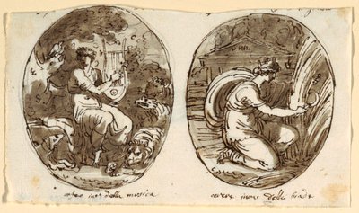 Orpheus, Ceres, ontwerp voor gewelfd plafond, Sala dei Legislatori, Palazzo Conti-Sinibaldi, Faenza door Felice Giani