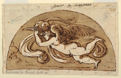 Vissen, Lunet voor Plafond, Sala Ottagonale, Palazzo Milzetti, Faenza door Felice Giani