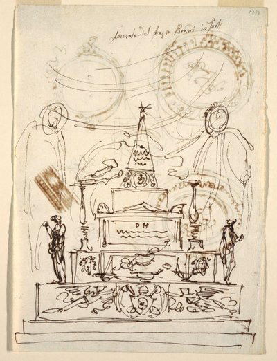 Project voor een catafalk voor de uitvaartdienst van paus Pius VI in Forli door Felice Giani