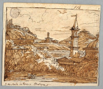 Schetsboekpagina, Folio 57: Studie naar Michele in Bosco, Bologna; Verso, Architectonische Details door Felice Giani