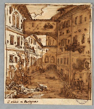 Schetsboekpagina: Studie van Reno, Bologna; Verso: Architectonische details door Felice Giani