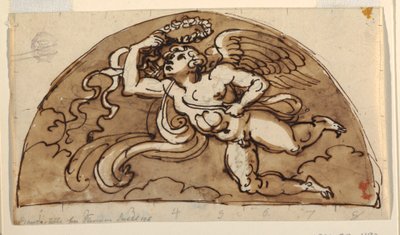 Lente, lunet voor plafond, Sala Ottagonale, Palazzo Milzetti, Faenza door Felice Giani