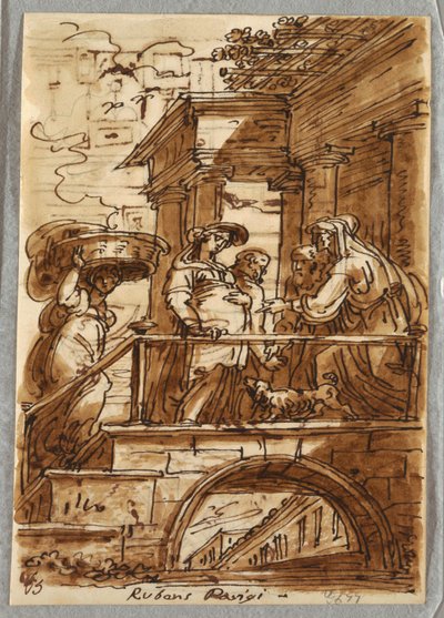 Studie van de Visitatie, naar Peter Paul Rubens door Felice Giani