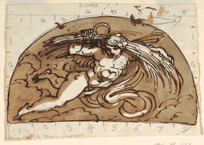 Zomer, lunet voor plafond, Sala Ottagonale, Palazzo Milzetti, Faenza door Felice Giani