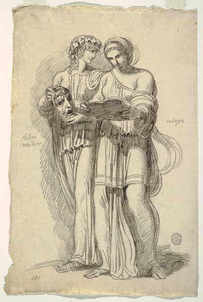 Thalia, Muze van de Komedie en Calliope, Muze van de Epische Poëzie door Felice Giani