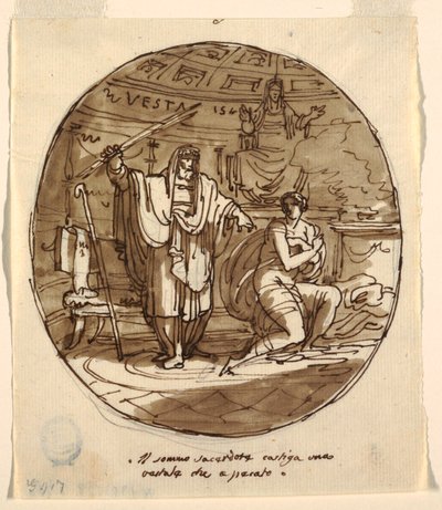 De Hogepriester Straft een Vestaalse Maagd, Sala di Numa Pompilius, Palazzo Milzetti, Faenza door Felice Giani