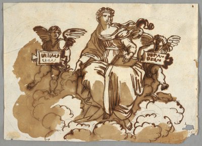 Theologie, naar Raphael Sansio, Stanza della Segnatura, Vaticaan door Felice Giani