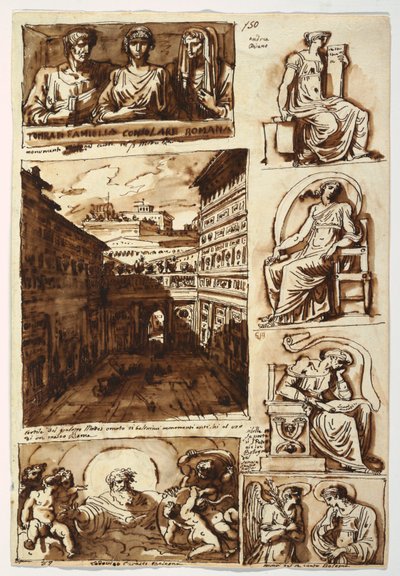 Verschillende Kunstwerken. Het Hof van Palazzo Mattei in Rome door Felice Giani