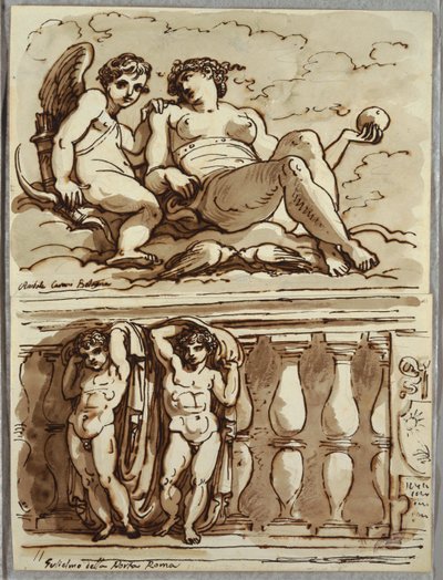 Venus en Cupido, Studie naar Annibale Carracci door Felice Giani