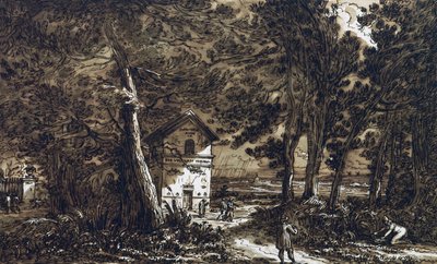 Uitzicht op het park van Villa Aldini in Montmorency door Felice Giani
