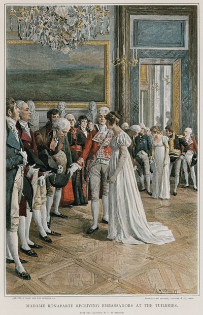 Madame Bonaparte ontvangt ambassadeurs in de Tuilerieën door Felicien baron de Myrbach Rheinfeld