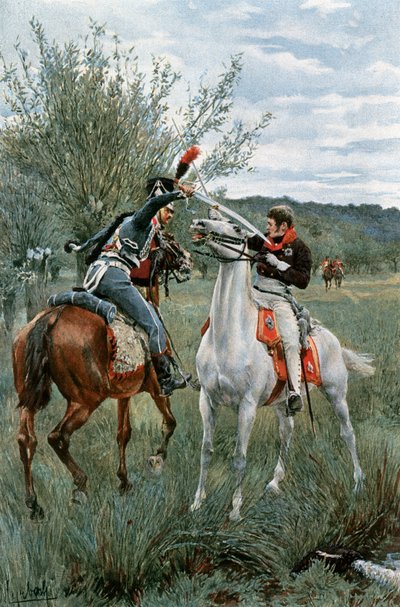 Prins Louis van Pruisen en Sergeant Guindey door Felicien baron de Myrbach Rheinfeld