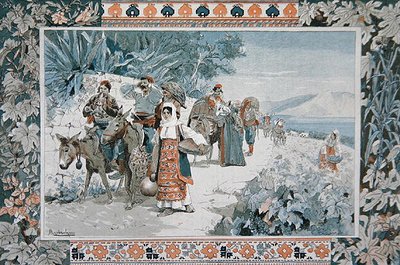 Het Vertrek voor de Wijnoogst in Dalmatië door Felicien baron de Myrbach Rheinfeld