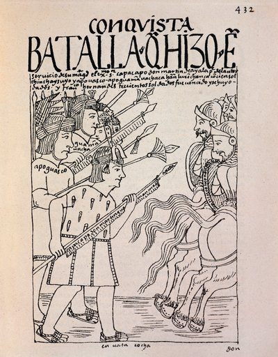 De verovering van Cuzco door de Spaanse conquistadores in 1533 door Felipe Huaman Poma de Ayala
