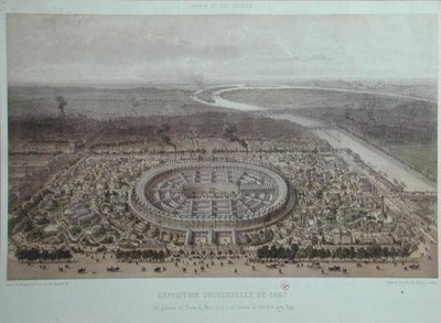 Algemeen overzicht van de Wereldtentoonstelling in Parijs in 1867, genomen vanaf de Rapp-poort door Felix Benoist