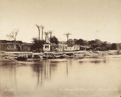 Alexandrië, Egypte: een Arabisch dorp aan de oevers van de Nijl door Félix Bonfils