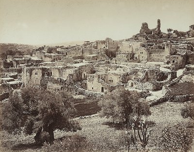 Panoramisch uitzicht op Betania, de oude naam van een klein dorpje aan de oostkant van de Olijfberg, op de weg van Jeruzalem naar Jericho door Félix Bonfils