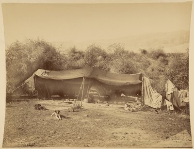 Tent van nomadische bedoeïenen, Palestina door Félix Bonfils