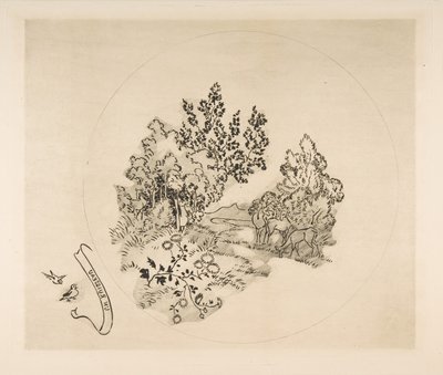 Decoratie voor een Bord: Een Stroom, 1870 door Felix Bracquemond