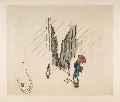 Decoratie voor een bord: Regen, 1870 door Felix Bracquemond