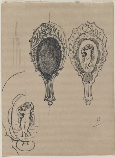 Ontwerp voor een handspiegel, ca. 1900-1902 door Felix Bracquemond