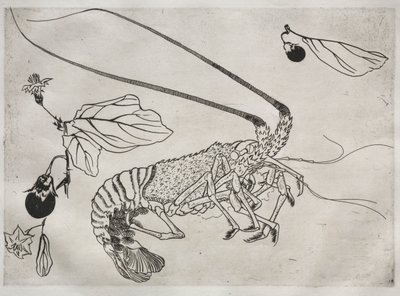 Dinerservies (Rousseau servies): Grote kreeft met opgeheven antenne (nr. 21) door Felix Bracquemond