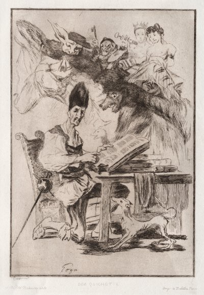 Don Quichote, naar Goya door Felix Bracquemond