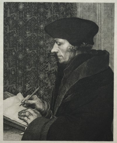 Erasmus, naar Holbein door Felix Bracquemond