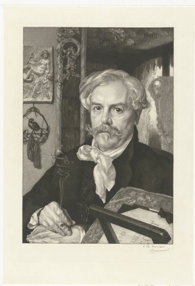 Portret van auteur Edmond de Goncourt door Felix Bracquemond