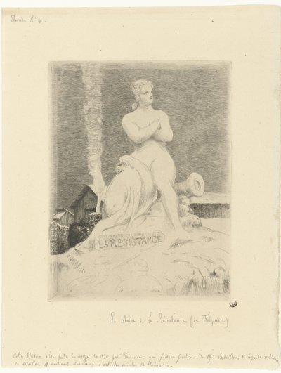 Standbeeld La Résistance van Alexandre Falguière en soldaten tijdens beleg van Parijs door Felix Bracquemond