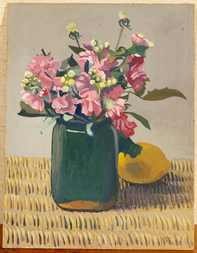 Een boeket bloemen en een citroen, 1924 door Felix Edouard Vallotton