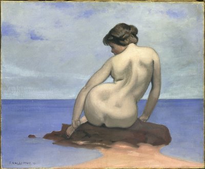 Baigneuse zittend op een rots, 1910 door Felix Edouard Vallotton
