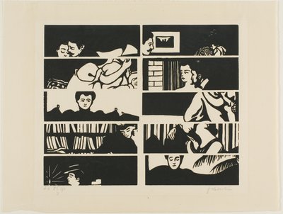 Annuleringsblad, fragmenten van tien houtblokken uit Intimacies door Felix Edouard Vallotton