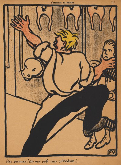 Misdrijven en straffen XX, 777: Help! Mijn koteletten worden gestolen!, 1869 door Felix Edouard Vallotton